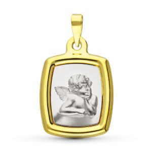 18K MEDALLA ORO BICOLOR ANGEL BURLON. 23X16 MM
