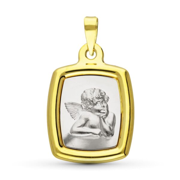 18K MEDALLA ORO BICOLOR ANGEL BURLON. 23X16 MM