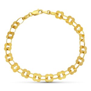 18K PULSERA ORO AMARILLO FLORES 19 CM ANCHO 7 MM