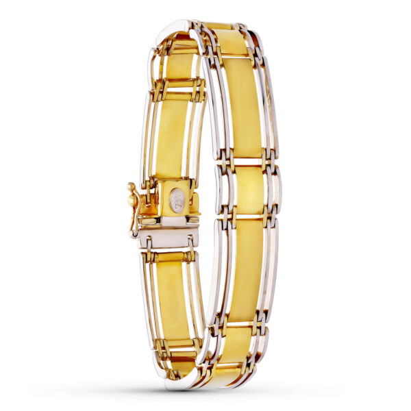 18K PULSERA ORO BICOLOR MATE Y BRILLO HOMBRE LONGITUD 19 CM ANCHO 8 MM