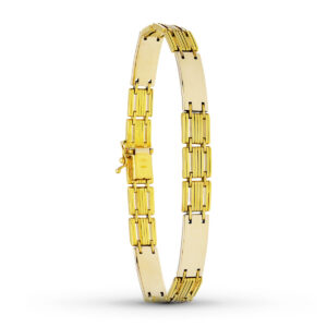 18K PULSERA ORO BICOLOR CABALLERO LONGITUD 19 CM ANCHO 8 MM