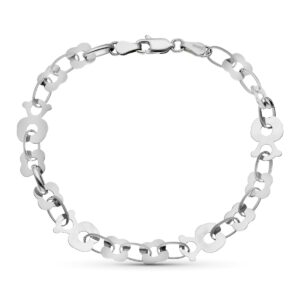 18K PULSERA ORO BLANCO ESLABONES OSOS 19 CM