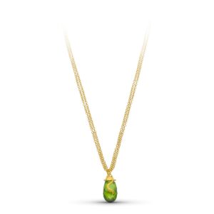 18K GARGANTLLA ORO AMARILLO PIEDRA VERDE 45 CM