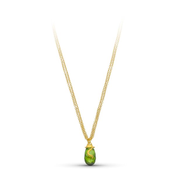 18K GARGANTLLA ORO AMARILLO PIEDRA VERDE 45 CM