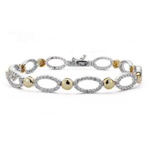 18K PULSERA ORO BICOLOR CIRCONITA 19 CM ANCHO 10 MM