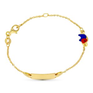 18K ESCLAVA ORO AMARILLO ELEFANTE ESMALTE 16 CM