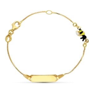 18K ESCLAVA ORO AMARILLO ABEJA ESMALTE 16 CM
