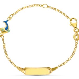 18K ESCLAVA ORO AMARILLO DELFIN ESMALTE 16 CM