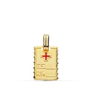 18K PLACA GRUPO SANGUINEO   RH PEQUEÑA 16X11 MM