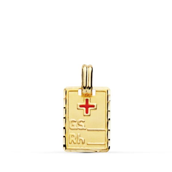 18K PLACA GRUPO SANGUINEO   RH PEQUEÑA 16X11 MM