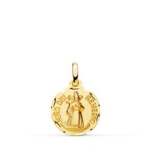 18K MEDALLA NIÑO DEL REMEDIO TALLADA 14 MM.