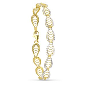 18K PULSERA ORO BICOLOR CALADA 19 CM ANCHO 8 MM