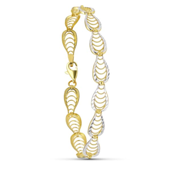 18K PULSERA ORO BICOLOR CALADA 19 CM ANCHO 8 MM