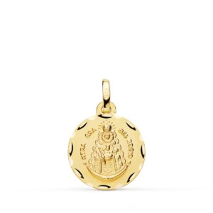 18K MEDALLA VIRGEN DEL ROCIO TALLADA 16 MM