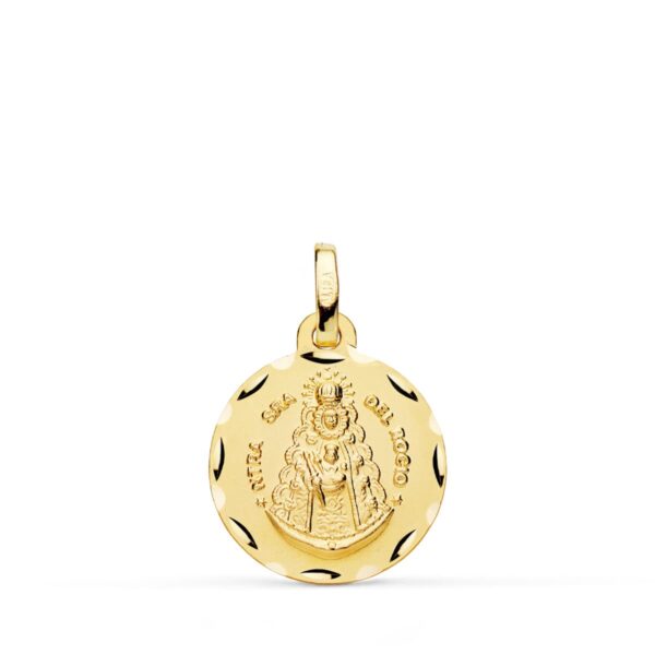 18K MEDALLA VIRGEN DEL ROCIO TALLADA 16 MM