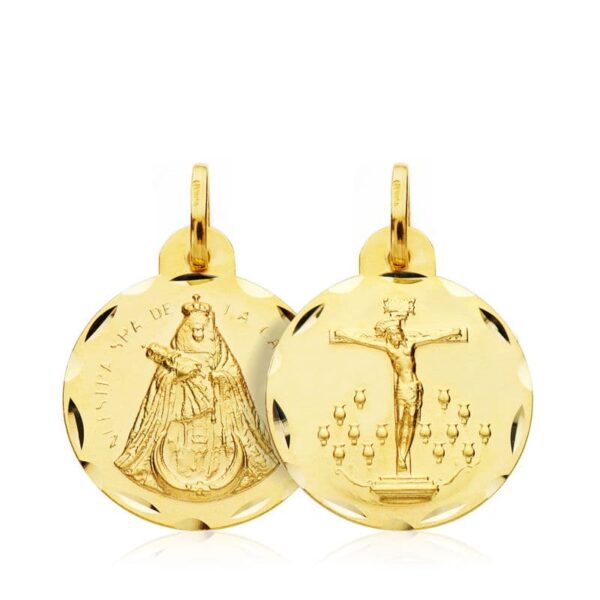 18K ESCAPULARIO CRISTO DE LA LAGUNA VIRGEN DE LA CANDELARIA 18 MM