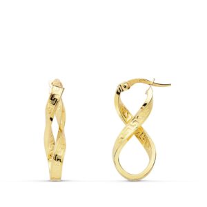 18K AROS ORO AMARILLO OCHOS GRECA 25 X 12 MM