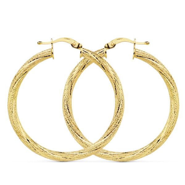 18K AROS ORO AMARILLO HUECOS GRANILLADOS 29 MM