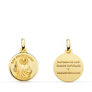 18K MEDALLA SAN JUDAS TADEO TALLADO 14 MM