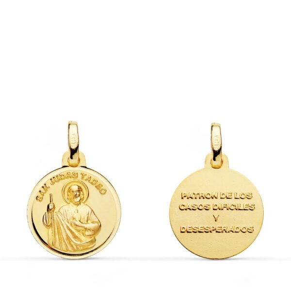 18K MEDALLA SAN JUDAS TADEO TALLADO 14 MM