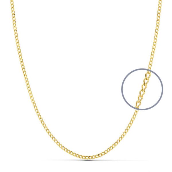 18K CADENA ORO AMARILLO BARBADA HUECA ANCHO 1 MM LONGITUD 45 CM