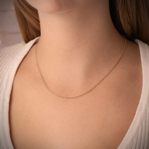 18K CADENA ORO AMARILLO BARBADA HUECA ANCHO 1 MM LONGITUD 40 CM - Imagen 2
