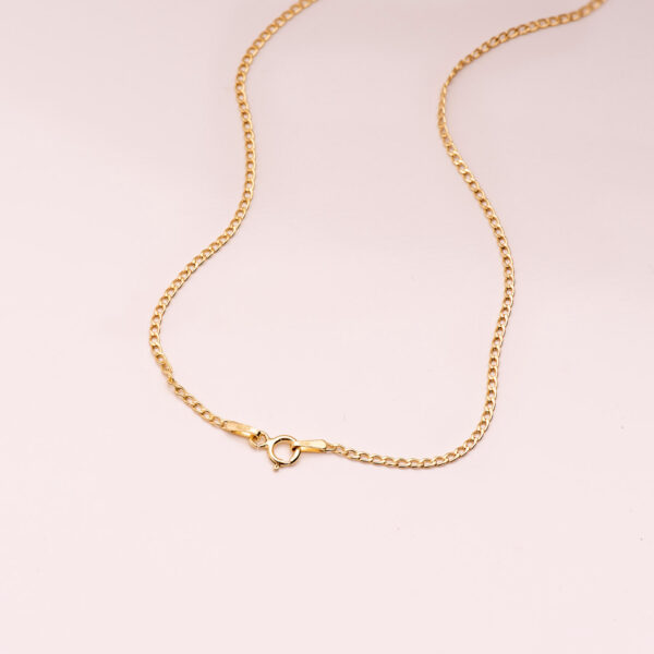 18K CADENA ORO AMARILLO BARBADA HUECA ANCHO 1 MM LONGITUD 45 CM - Imagen 3