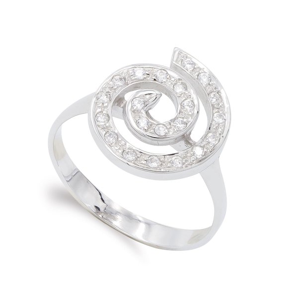 18K SORTIJA ORO BLANCO Y CIRCONITAS ESPIRAL