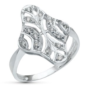 18K SORTIJA ORO BLANCO CON CIRCONITAS MOTIVO 20X15 MM