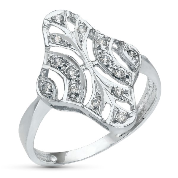 18K SORTIJA ORO BLANCO CON CIRCONITAS MOTIVO 20X15 MM
