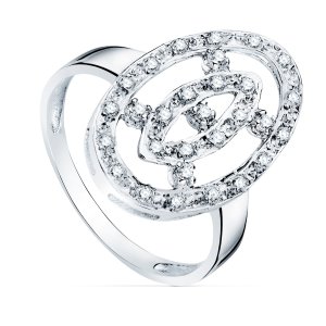 18K SORTIJA ORO BLANCO LANZADERA CON CIRCONITAS 21X14 MM ANCHO CUERPO 3MM