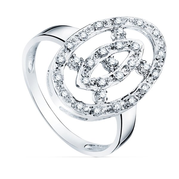 18K SORTIJA ORO BLANCO LANZADERA CON CIRCONITAS 21X14 MM ANCHO CUERPO 3MM