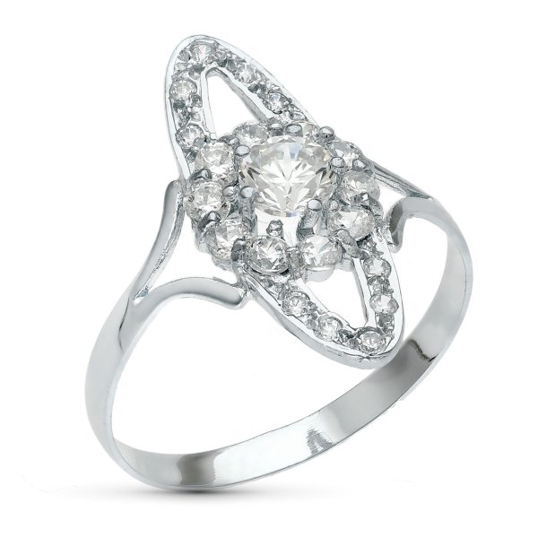 18K SORTIJA ORO BLANCO JUEGO NOVIA 20X9 MM CIRCONITAS