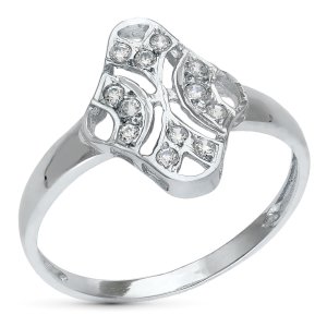 18K SORTIJA ORO BLANCO JUEGO NOVIA 15X10 MM CABEZA CIRCONITAS