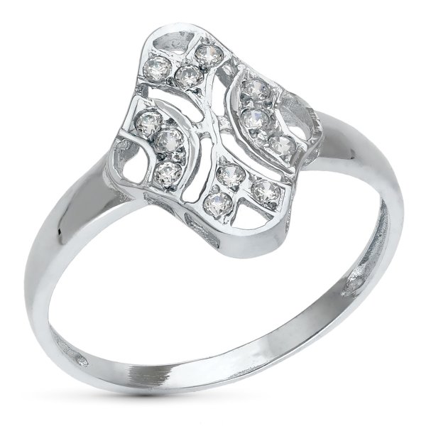 18K SORTIJA ORO BLANCO JUEGO NOVIA 15X10 MM CABEZA CIRCONITAS