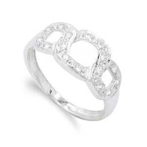 18K SORTIJA ORO BLANCO Y CIRCONITAS