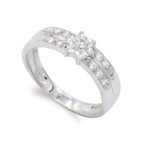 18K SORTIJA ORO BLANCO Y CIRCONITAS