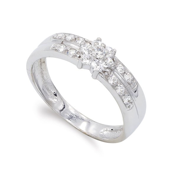18K SORTIJA ORO BLANCO Y CIRCONITAS