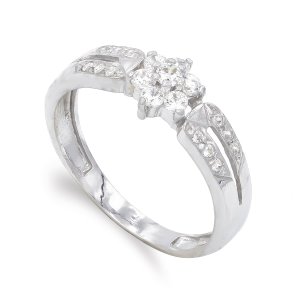 18K SORTIJA ORO BLANCO Y CIRCONITAS