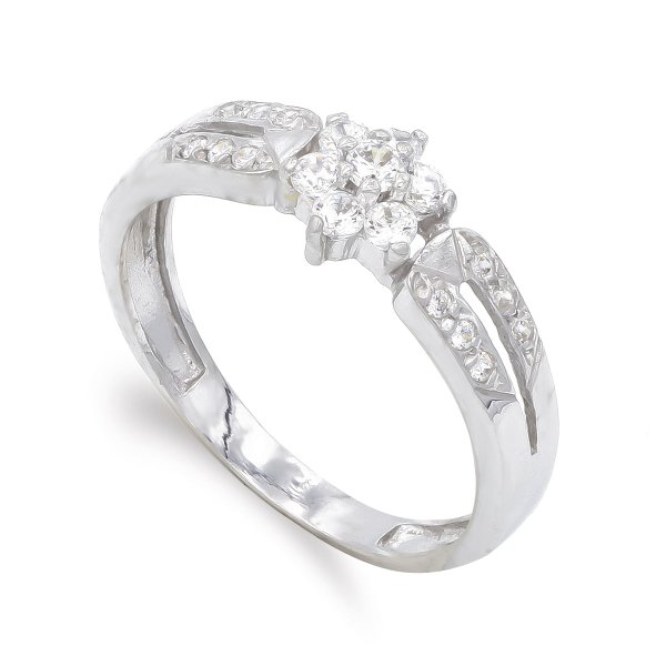 18K SORTIJA ORO BLANCO Y CIRCONITAS