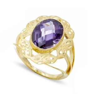 18K SORTIJA PIEDRA OVAL AMATISTA 14X10 MM