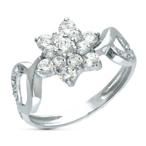 18K SORTIJA ORO BLANCO JUEGO NOVIA PIÑA CIRCONITAS ANCHO 10 MM