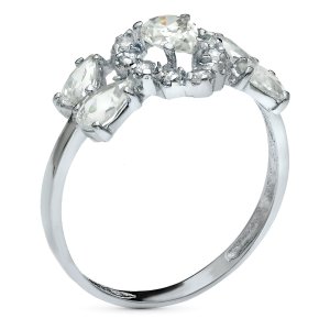 18K SORTIJA ORO BLANCO JUEGO NOVIA CIRCONITA PERA ANCHO TOTAL 11 MM