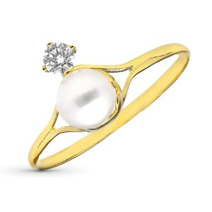 18K SORTIJA PERLA Y CIRCONITAS