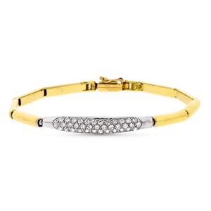 18K PULSERA ORO BICOLOR CIRCONITAS 19 CM