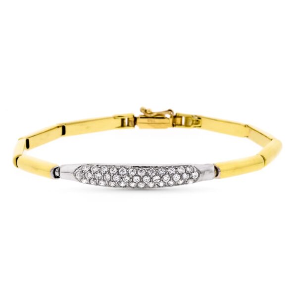 18K PULSERA ORO BICOLOR CIRCONITAS 19 CM