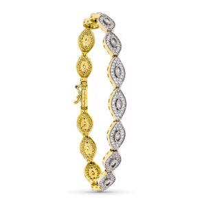 18K PULSERA ORO BICOLOR CIRCONITAS Y PIEDRAS 19 CM