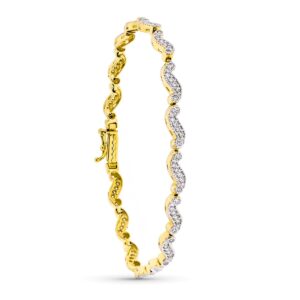 18K PULSERA ORO BICOLOR CON CIRCONITAS 19 CM