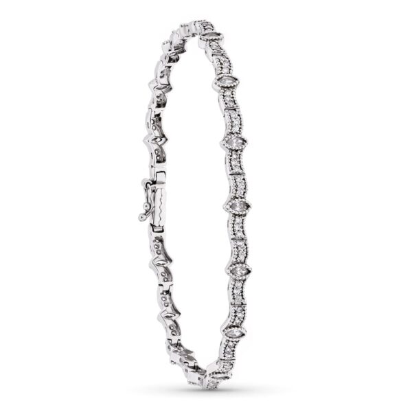 18K PULSERA ORO BLANCO Y CIRCONITAS 19 CM