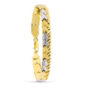 18K PULSERA ORO BICOLOR ESTAMPACION 19 CM